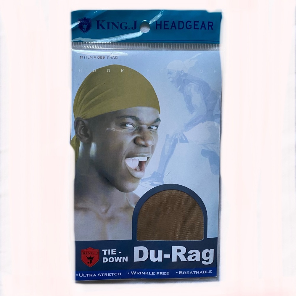 Extra long tie-down durag khaki